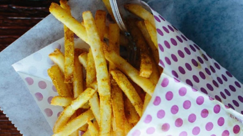 Packet of curry fries from Amsterdam Falafel & Kabob