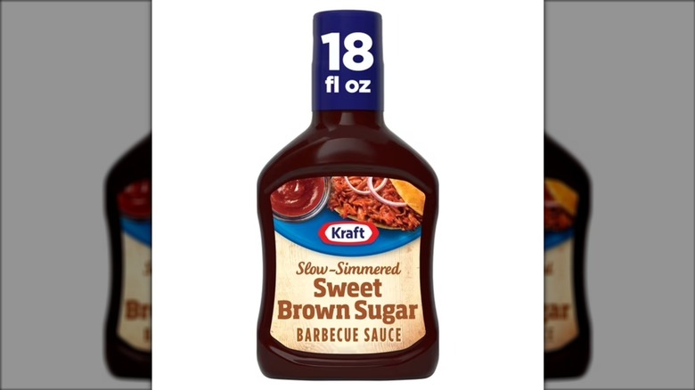 Bottle of Kraft's Slow-Simmered Sweet Brown Sugar Barbecue Sauce & Dip on white background