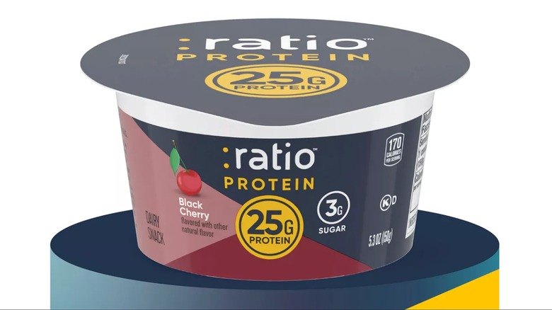 Cup of Ratio Protein Black Cherry Greek yogurt
