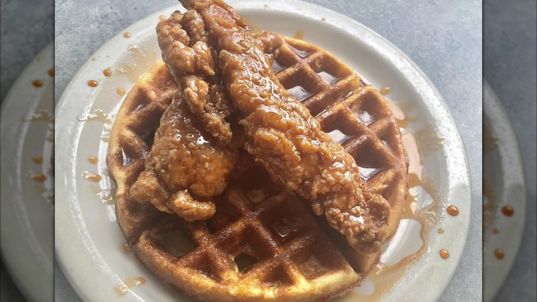 Chicken and Waffles with chipotle honey at Lady Di's Diner