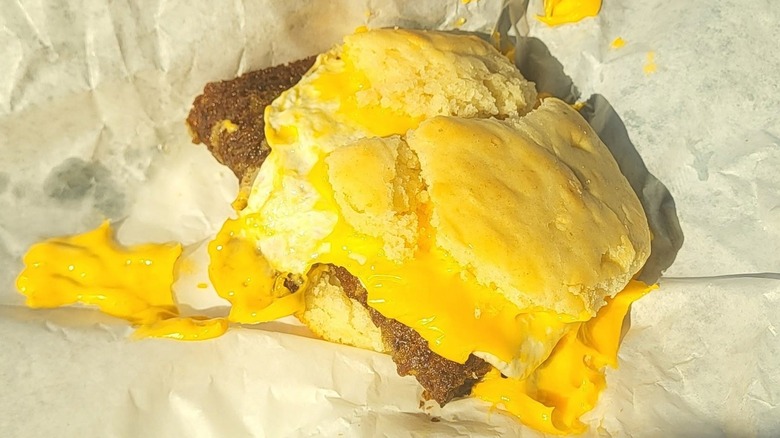 Scrapple, egg, and cheese biscuit at Rt. 50 Burgers & Biscuits