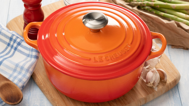 Orange Le Creuset Dutch oven