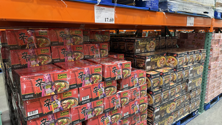 Packs of Shin Ramyun displayed for sale at Costco