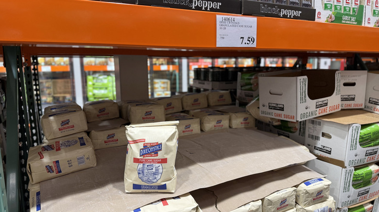 Bag of Dixie Crystals sugar on a shelf at Costco
