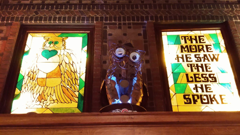 stained glass windows with owl