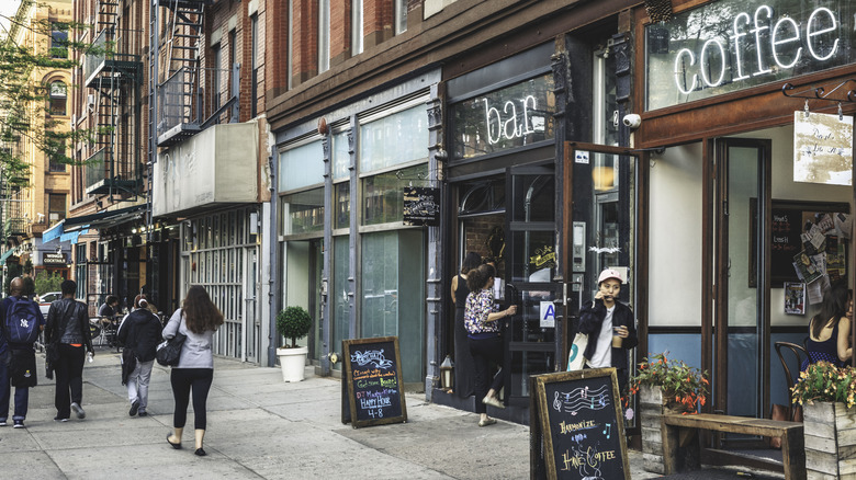 Commercial street in Harlem, New York