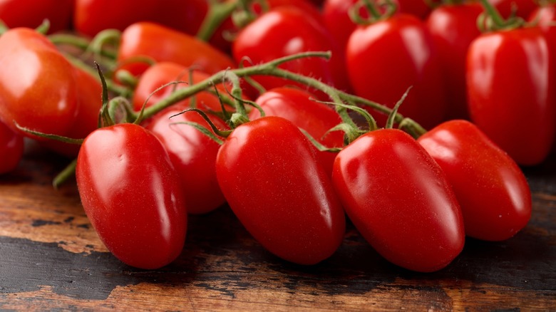 Fresh San Marzano tomatoes on vine
