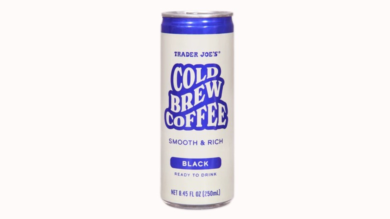 A can of Trader Joe's Cold Brew Coffee on a white background.