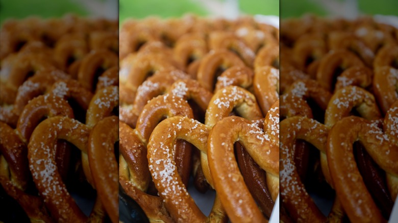 Pretzels displayed buffet-style