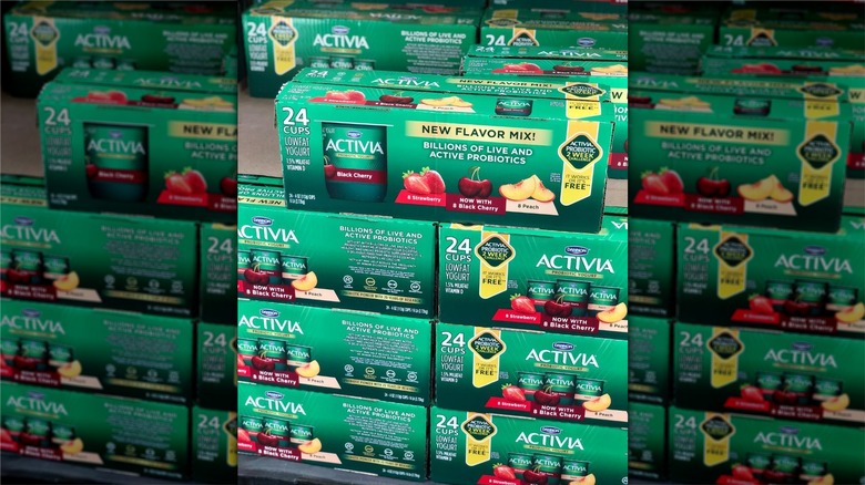 Boxes of Activia lowfat yogurt
