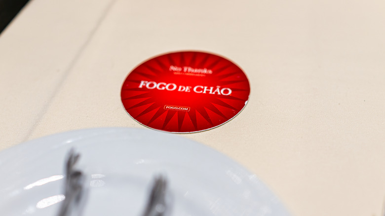 The table cards used Fogo de Chão