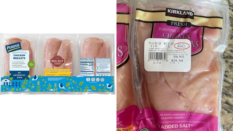 Wellsley Farms and Costco fresh chicken tenderloins in packaging side by side