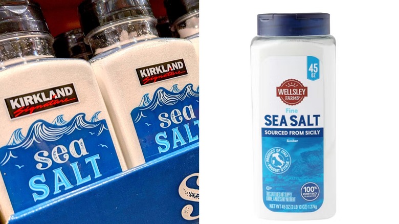Kirkland Signature sea salt and Wellsley farms sea salt side by side