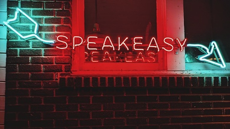 Neon speakeasy bar sign