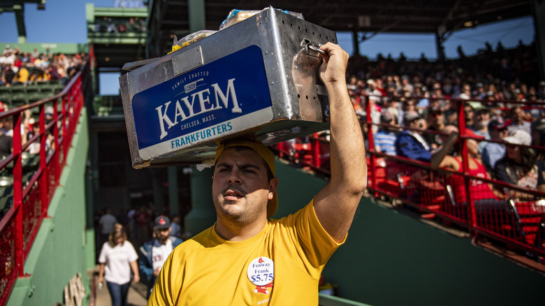 hot dog vendor at Fenway Park
