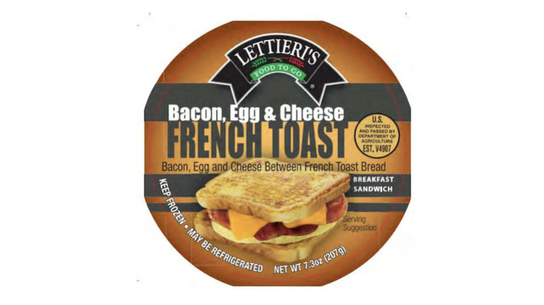Lettieri's Food to Go Bacon, Egg & Cheese French Toast Breakfast Sandwich