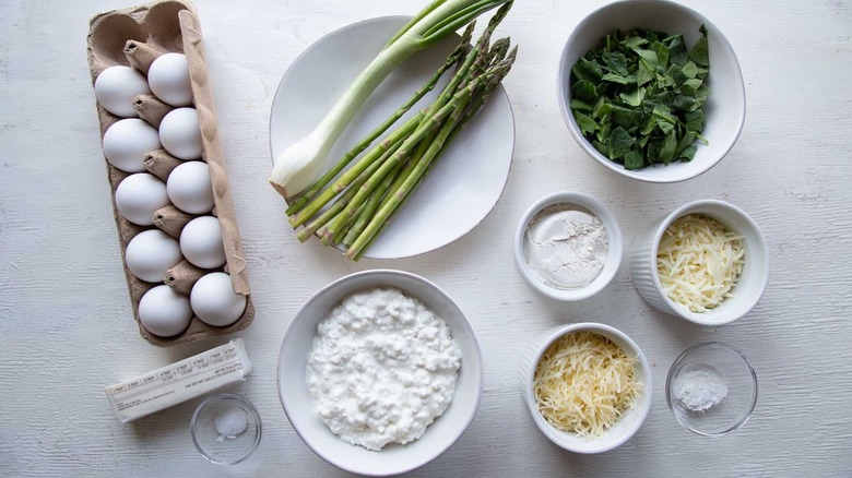 Ingredients for spring veggie egg bake