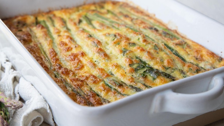 Asparagus egg bake in baking dish