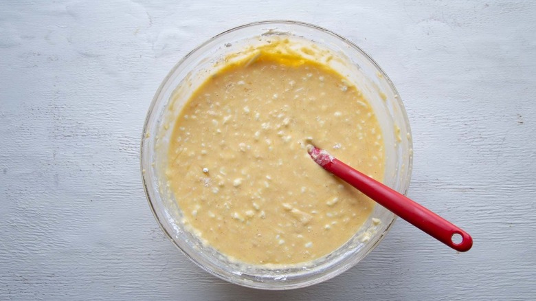 Egg and cheese mixture in bowl