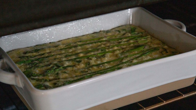 Asparagus egg bake in oven