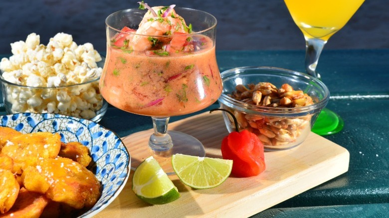 Ceviche with a scotch bonnet pepper