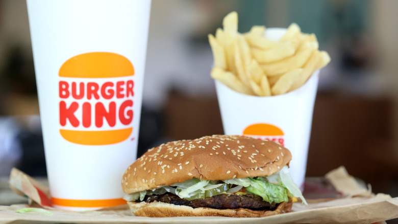 A Whopper, fries, and drink at Burger King
