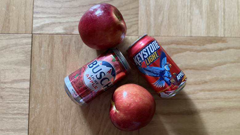 two apples and two apple beers
