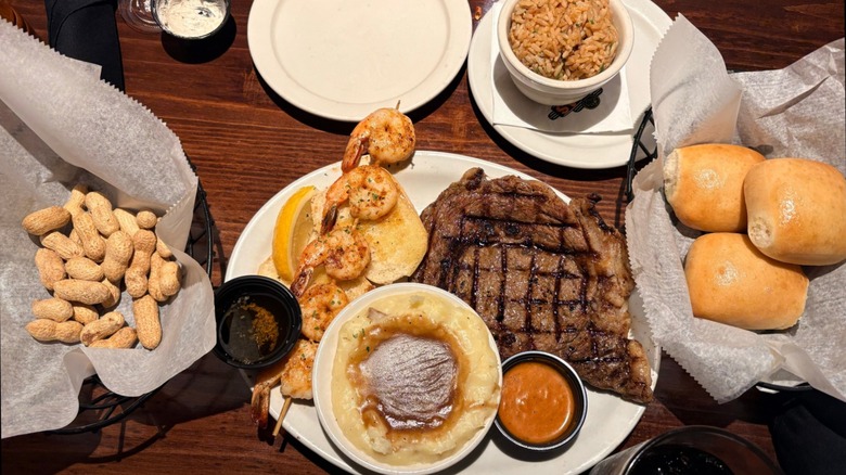 A meal on the table at Texas Roadhouse