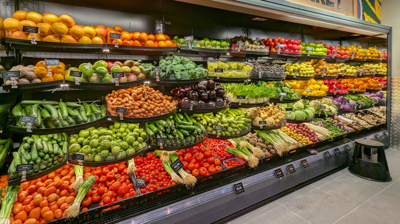 colorful produce in produce aisle