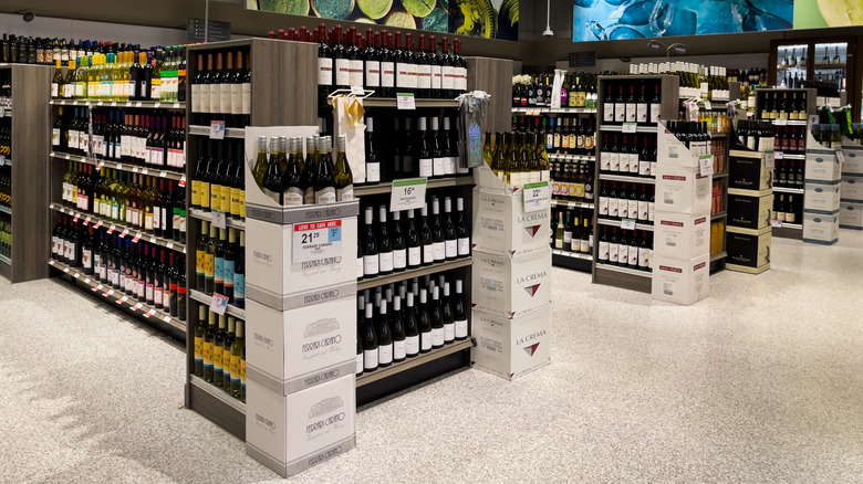 Wine on display at store