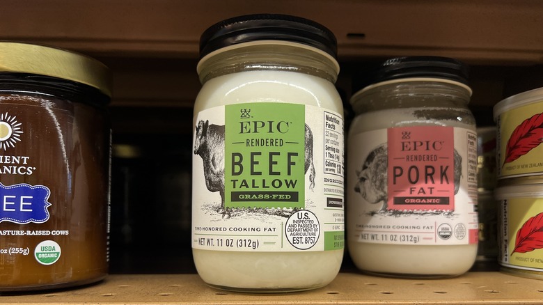 Beef tallow on a grocery store shelf.