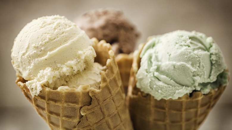 Waffle ice cream cones held together.