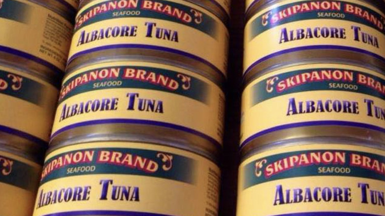 Cans of Skipanon Brand Seafoods