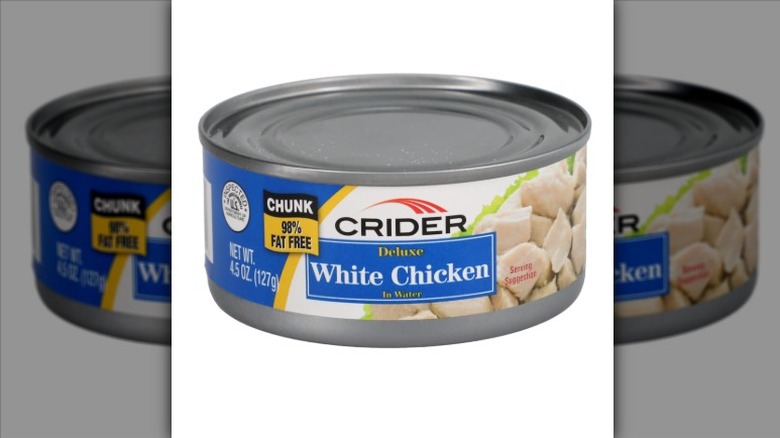can of Crider deluxe white chicken in water