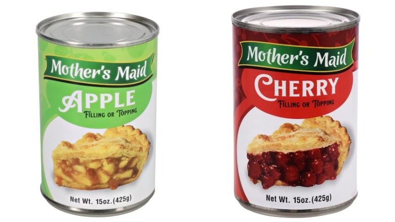 cans of Mother's Maid apple and cherry pie fillings