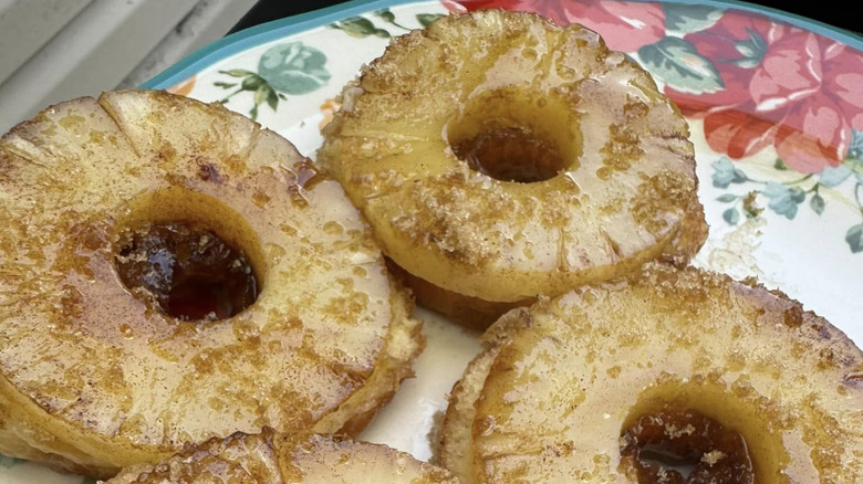 A plate of canned pineapple donuts