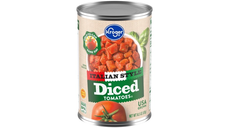 Can of Kroger Italian style diced tomatoes
