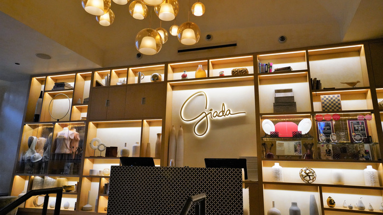 A decorative wall inside Giada Las Vegas.