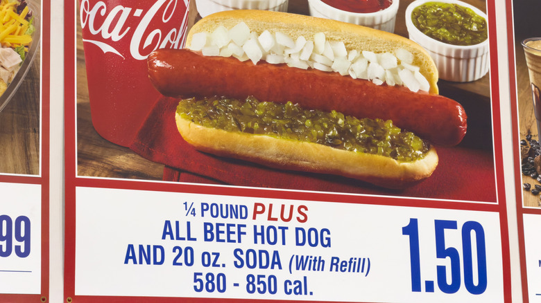 costco hot dog on display