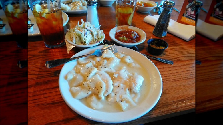 Chicken and dumplings in a bowl at Cracker Barrel