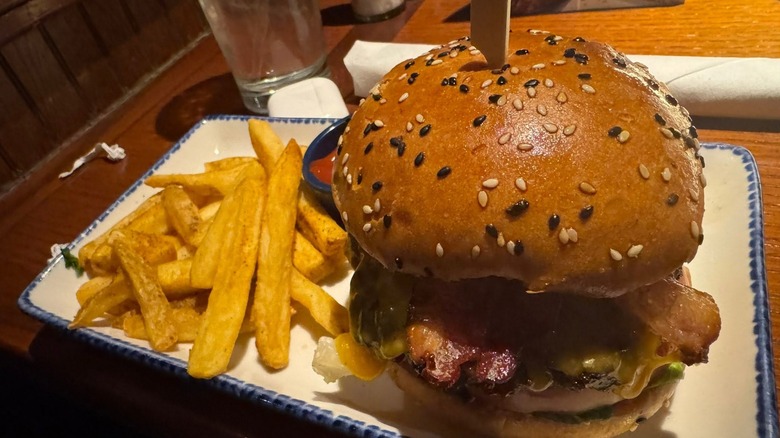 A burger and fries from Red Lobster