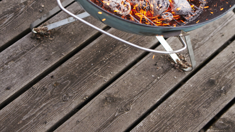 Charcoal on fire in a barbecue