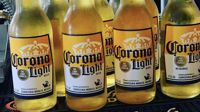 Corona Light bottles on table
