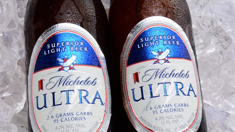Michelob Ultra bottles in ice