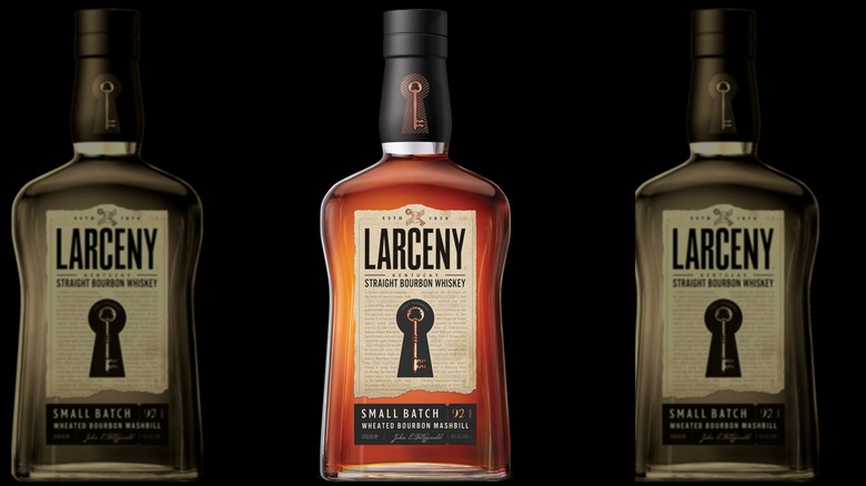 Three bottles of Larceny Bourbon in color and sepia