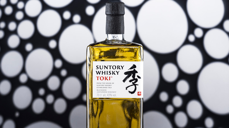 Suntory Whisky Toki on a black and white background