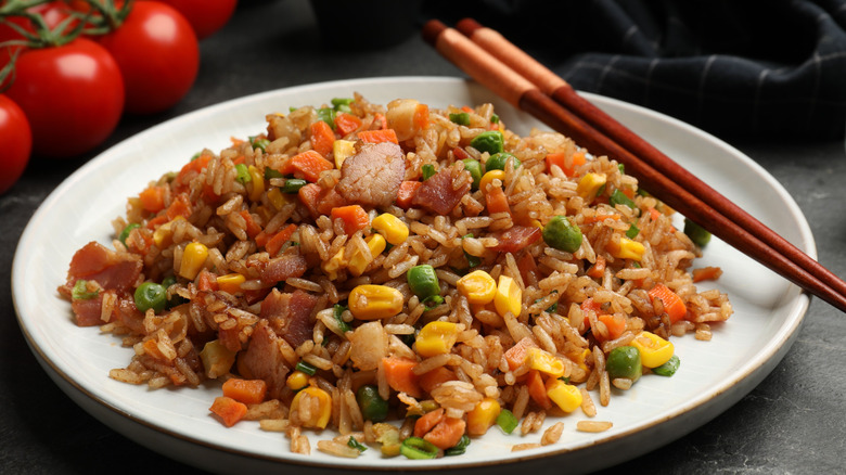 A bowl of fried rice.
