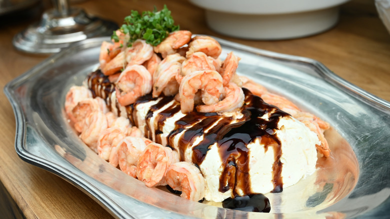 Shrimp terrine on silver platter