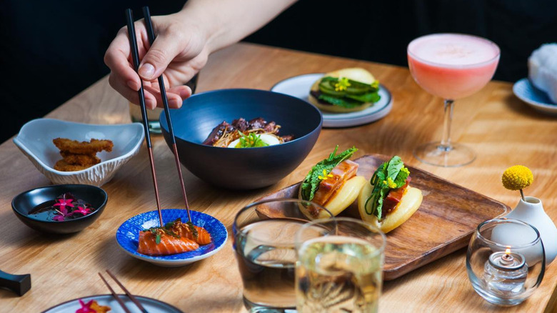 Selection of foods and drinks from bar Kumiko