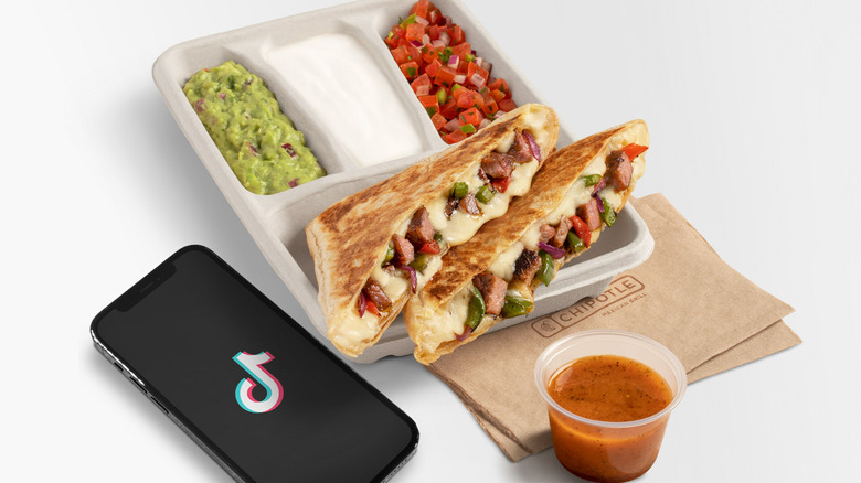 Fajita quesadilla with a side of Chipotle honey vinaigrette